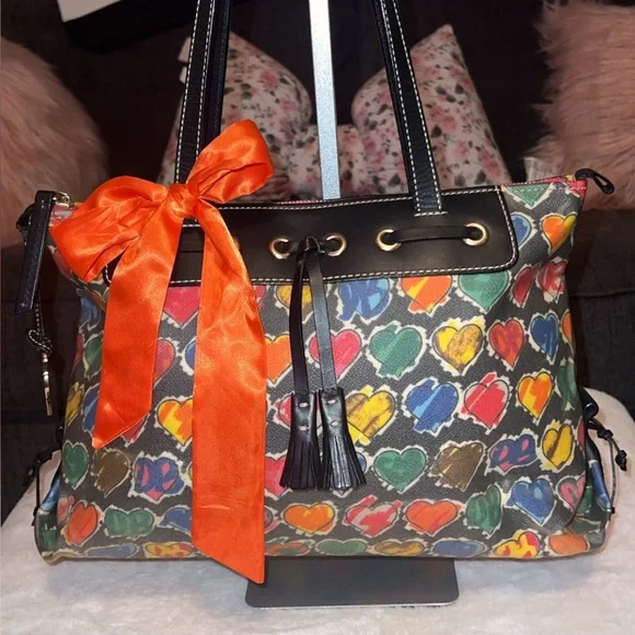 Dooney & Bourke Vintage Rainbow Crayon Graffiti Hearts Collection Bag Y2K 🌈 - Picture 14 of 17